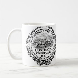 Caneca De Café Cidade do vintage do selo de Boston, preta