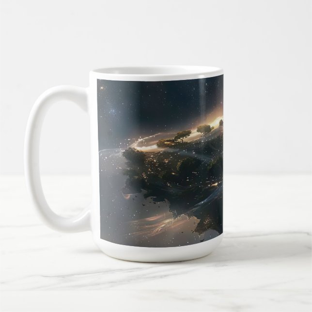 Caneca De Café Cidade espacial suspensa no universo (Esquerda)