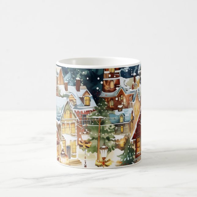 Caneca De Café Cidade ilustrativa de Natal na neve (Centro)