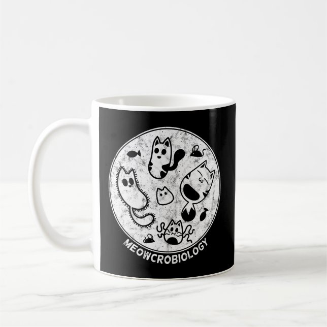 Caneca De Café Ciência em Distância Bactérias Gatos Bactérias Mic (Esquerda)