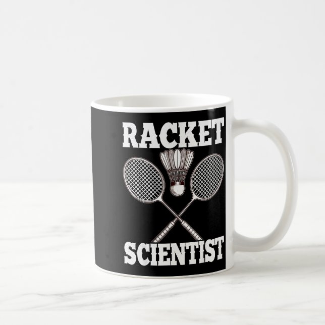Caneca De Café Cientista de Raquete Funny Badminton  (Direita)