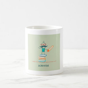 Caneca De Café Cientista em Pé em Cima de Livros