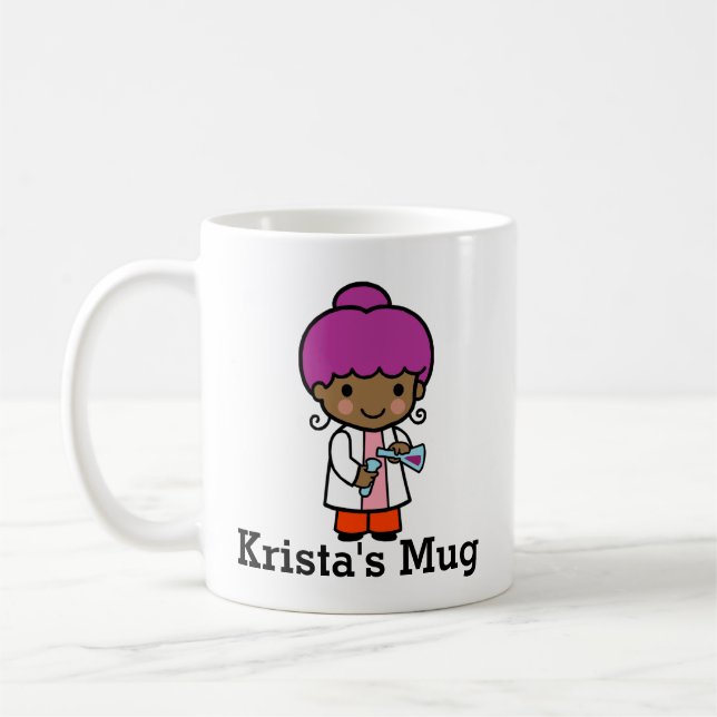 Caneca De Café Cientista/Menina Química Bonita com Frasco (Esquerda)