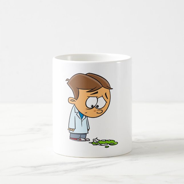 Caneca De Café Cientista Menino Triste com Experiência Quebrada (Criador carregado)