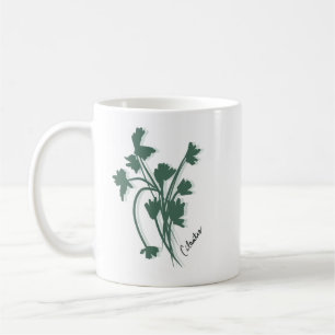 Caneca De Café Cilantro Herb Garden Coriander Mão Desenhada