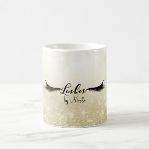 Caneca De Café CÍLIOS Pestanas Dourado Glam Beleza Personalizada