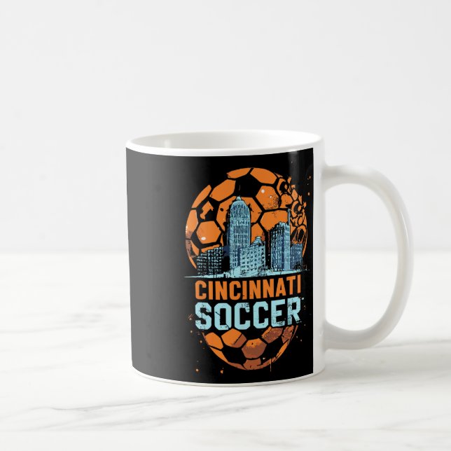 Caneca De Café Cincinnati Cidade do Futebol Silhueta Urbana Cool  (Direita)
