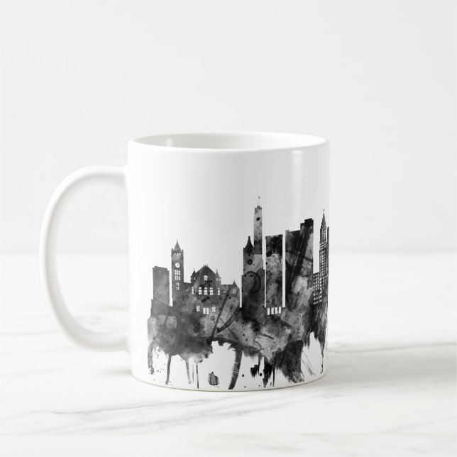 Caneca De Café Cincinnati Ohio Skyline BW (Esquerda)
