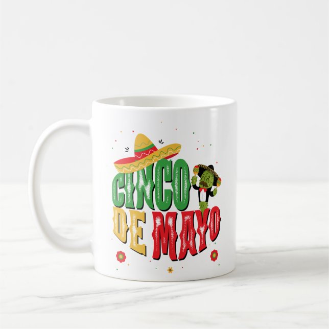 Caneca De Café Cinco De Mayo Com Cacto De Chapéu Cinco De Mayo En (Esquerda)