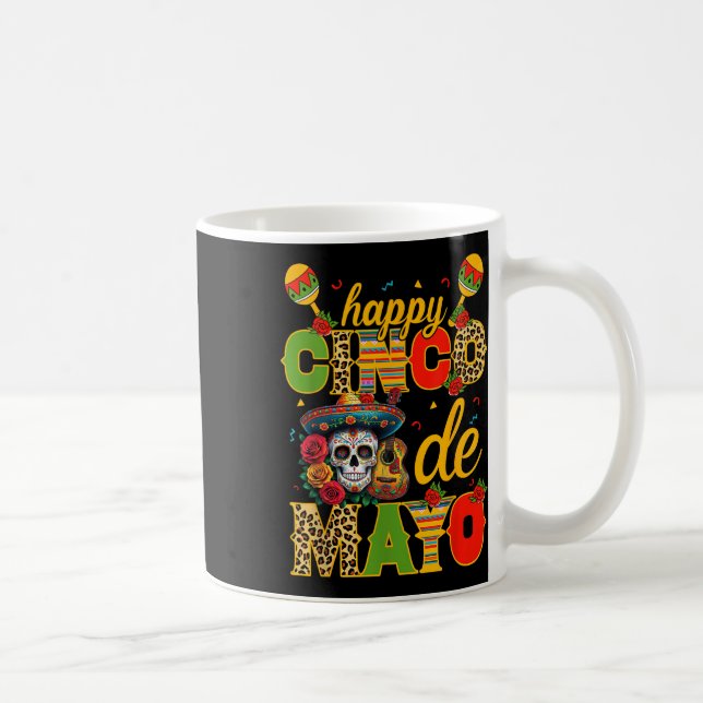 Caneca De Café Cinco De Mayo Crânio Mexicano Fiesta Costume 5 De  (Direita)