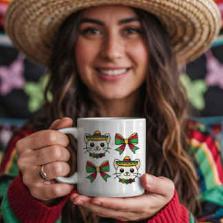 Caneca De Café Cinco de Mayo Mexicano Cat com arcos