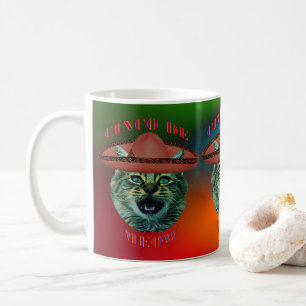 Caneca De Café Cinco De Meow Cinza Cat Cinco De Mayo México