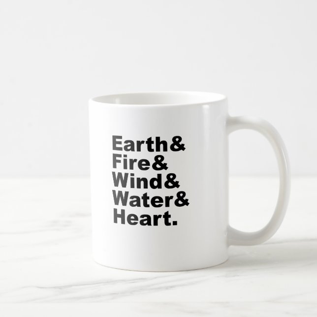 Caneca De Café Cinco Elementos | Terra Fogo Vento Água & Coração (Direita)