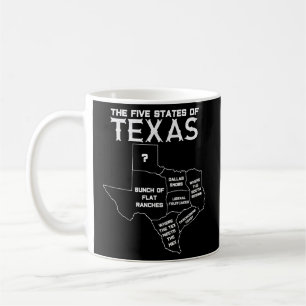 Caneca De Café Cinco Estados Do Texas - Mapas De Dallas Houston A