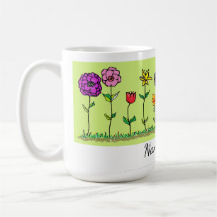 Caneca de Café - Cinco Flores Simples
