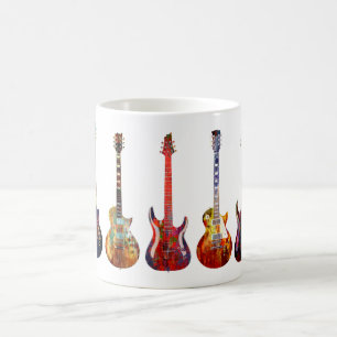 Caneca De Café Cinco guitarras coloridas