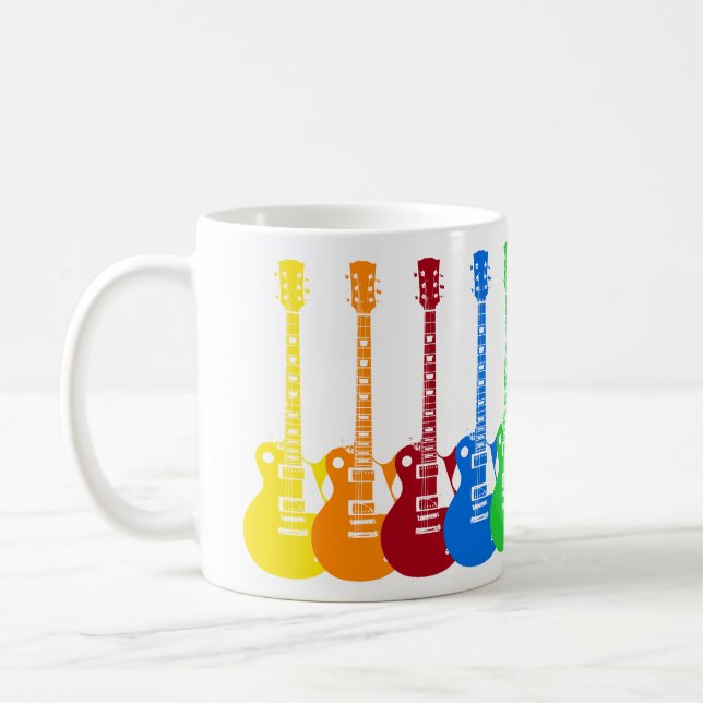 Caneca De Café Cinco Guitarras Elétricas Coloridas  (Esquerda)