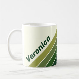 Caneca De Café Cinco Listras Retro Verde com Nome