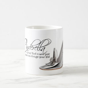 Caneca de Café Cinderela Sapatos Prata Citação Xíc