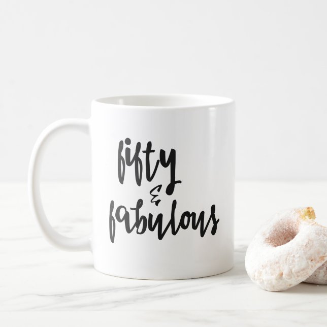 Caneca De Café Cinquenta e fabulosa - 50º Aniversário Mug (Com Donut)