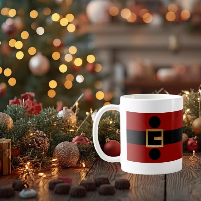 Caneca De Café Cinto de Natal Santa – Presente Festivo de Férias (Criador carregado)