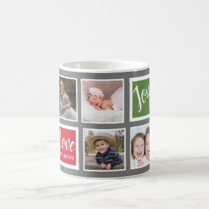 Caneca De Café Cinza 8 Família Fotografia Colagem Amor Alegria N
