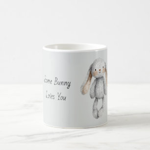 Caneca De Café Cinza Algum Coelhinho Te Ama