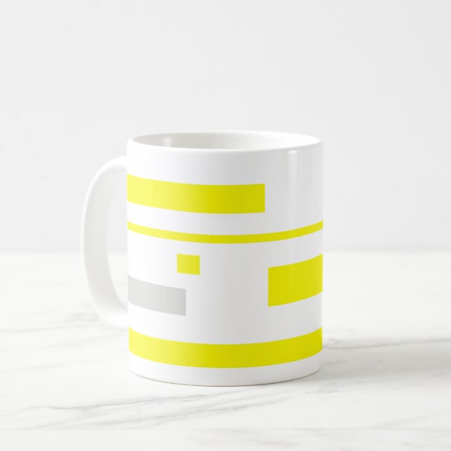 Caneca De Café Cinza amarela bloqueia arte Abstrato (Frente Esquerda)