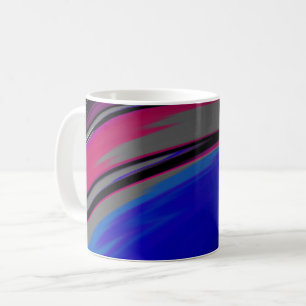 Caneca De Café Cinza Azul, abstrato Magenta, espiral frontal