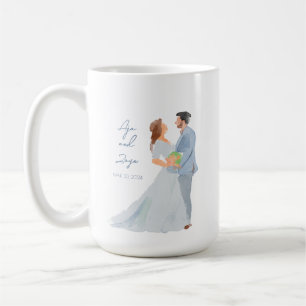 Caneca De Café Cinza Azul Casal Personalizado Mug w Data