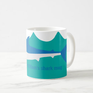 Caneca De Café Cinza Azul Mako Shark Mug