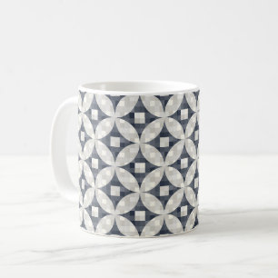Caneca De Café cinza azul moderna do século médio e cheque bege