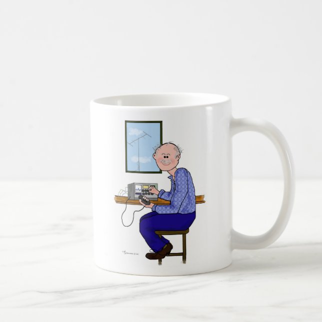 Caneca De Café Cinza, Balding com o operador do presunto do (Direita)
