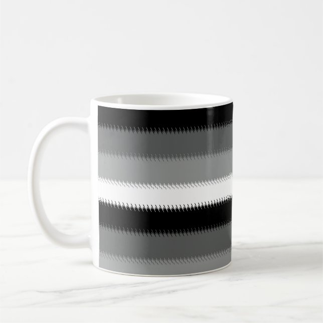 Caneca De Café Cinza Black White Stripes Design (Esquerda)