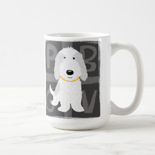 Caneca De Café Cinza branca e cartoon branco PBGV