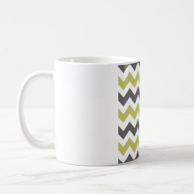 Caneca De Café Cinza Carvão e Chevron de Limão – Ziguezague Branc (Esquerda)