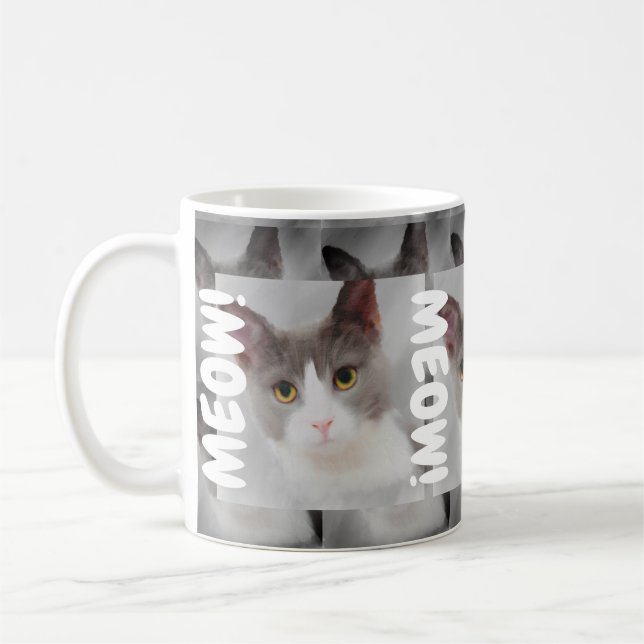 Caneca De Café Cinza Cat (Esquerda)