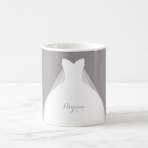 Caneca De Café Cinza Chic Bridal Moderna de Casamento