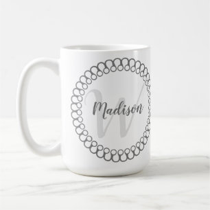 Caneca De Café Cinza - Círculo Decorativo Personalizar Monograma