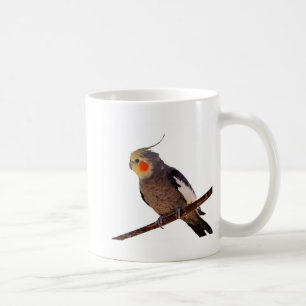 Caneca De Café Cinza de Cockatiel e fotografia amarela de pássaro