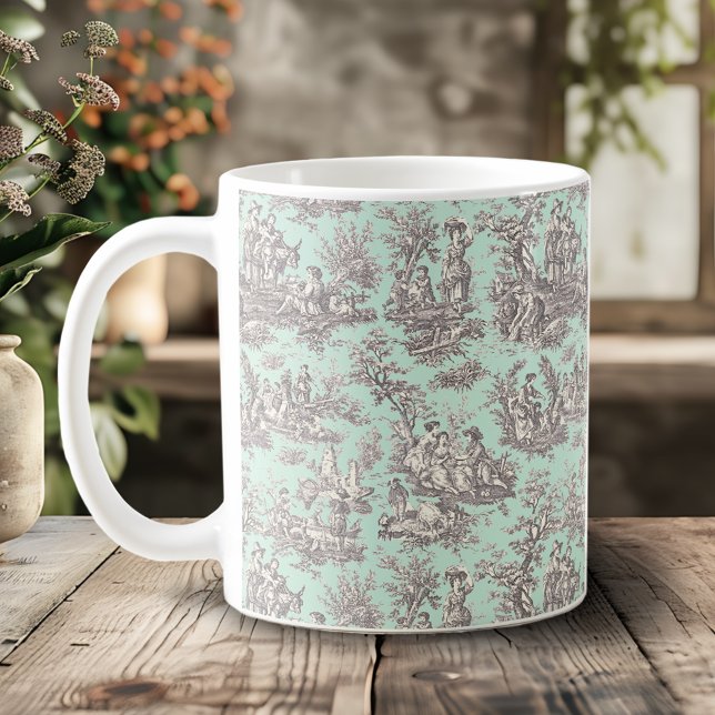 Caneca De Café Cinza de hortelã-da-índia Elegante (Criador carregado)