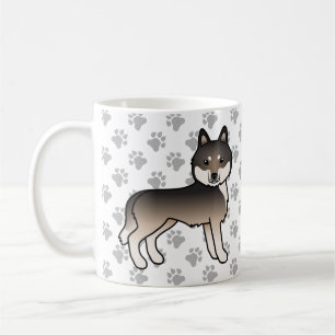 Caneca De Café Cinza de Lobo Escuro Siberiano Husky Cartoon Cão e
