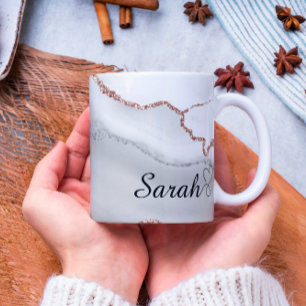 Caneca De Café Cinza de luxo personalizado, Abstrato Marble Mug