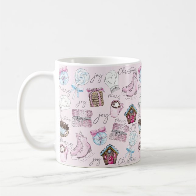Caneca De Café Cinza de Natal Cor-de-Água Rosa (Esquerda)