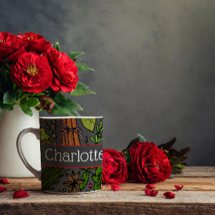 Caneca De Café Cinza de nome personalizado do padrão Spices