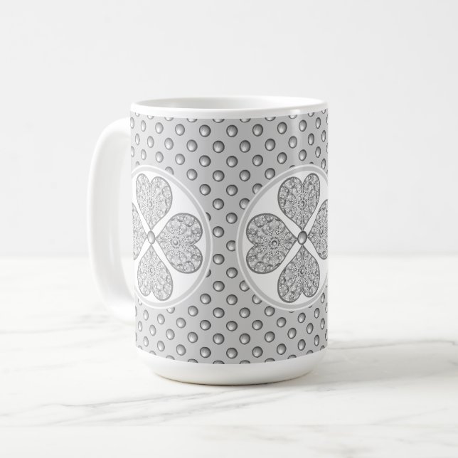 Caneca De Café Cinza de rendas cerâmicas (Frente Esquerda)