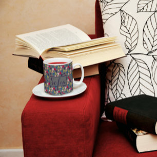 Caneca De Café Cinza do padrão do círculo de triângulo