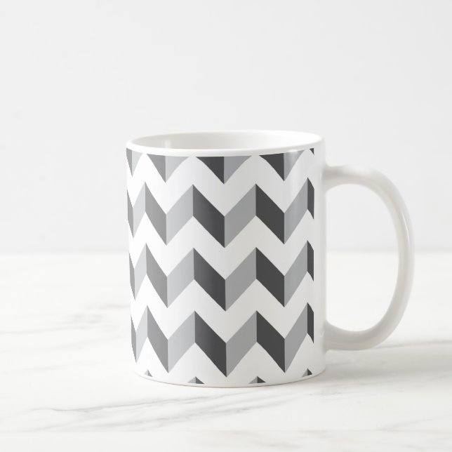 Caneca De Café Cinza do ziguezague de Chevron (Direita)