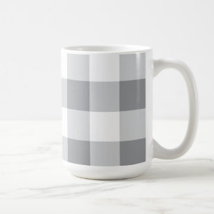 Caneca De Café Cinza E Padrão De Gingham Branco