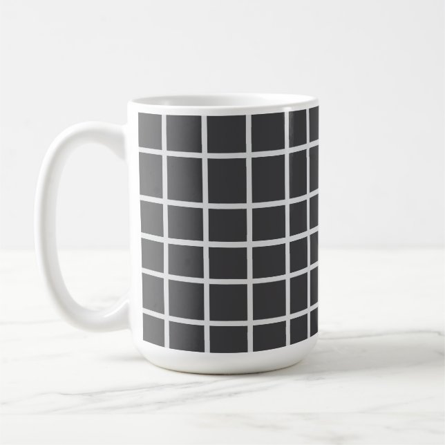 Caneca De Café Cinza Elegante Quadrado Branco   (Esquerda)